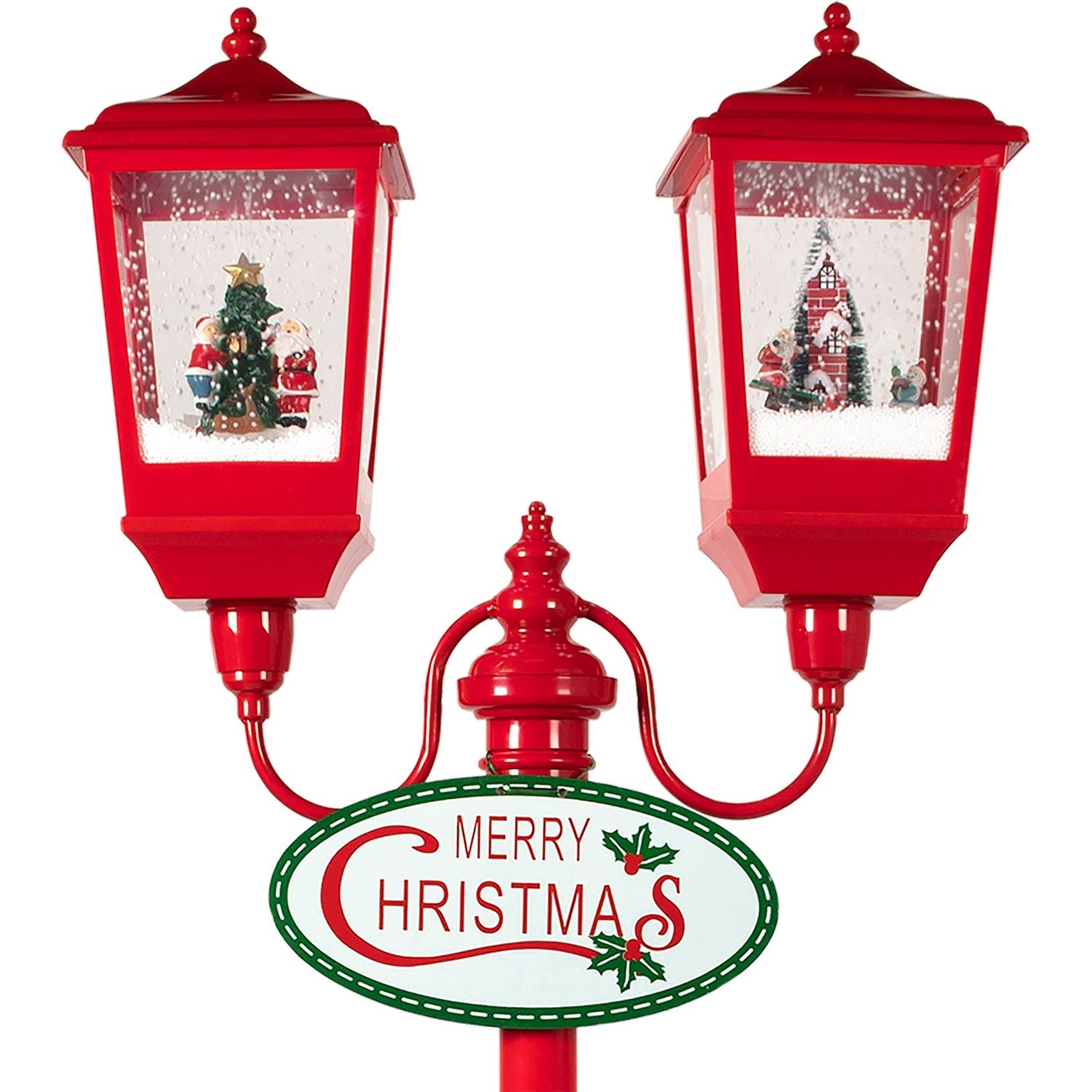 VESTIAMO CASA GRAN NATALE - Lampione Doppio Natalizio Luminoso con Personaggi - h179x59x38 cm